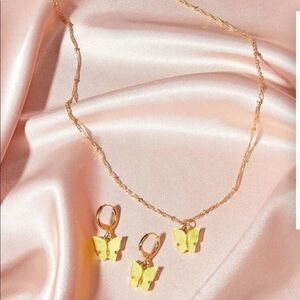 Yellow and Gold Butterfly Necklace